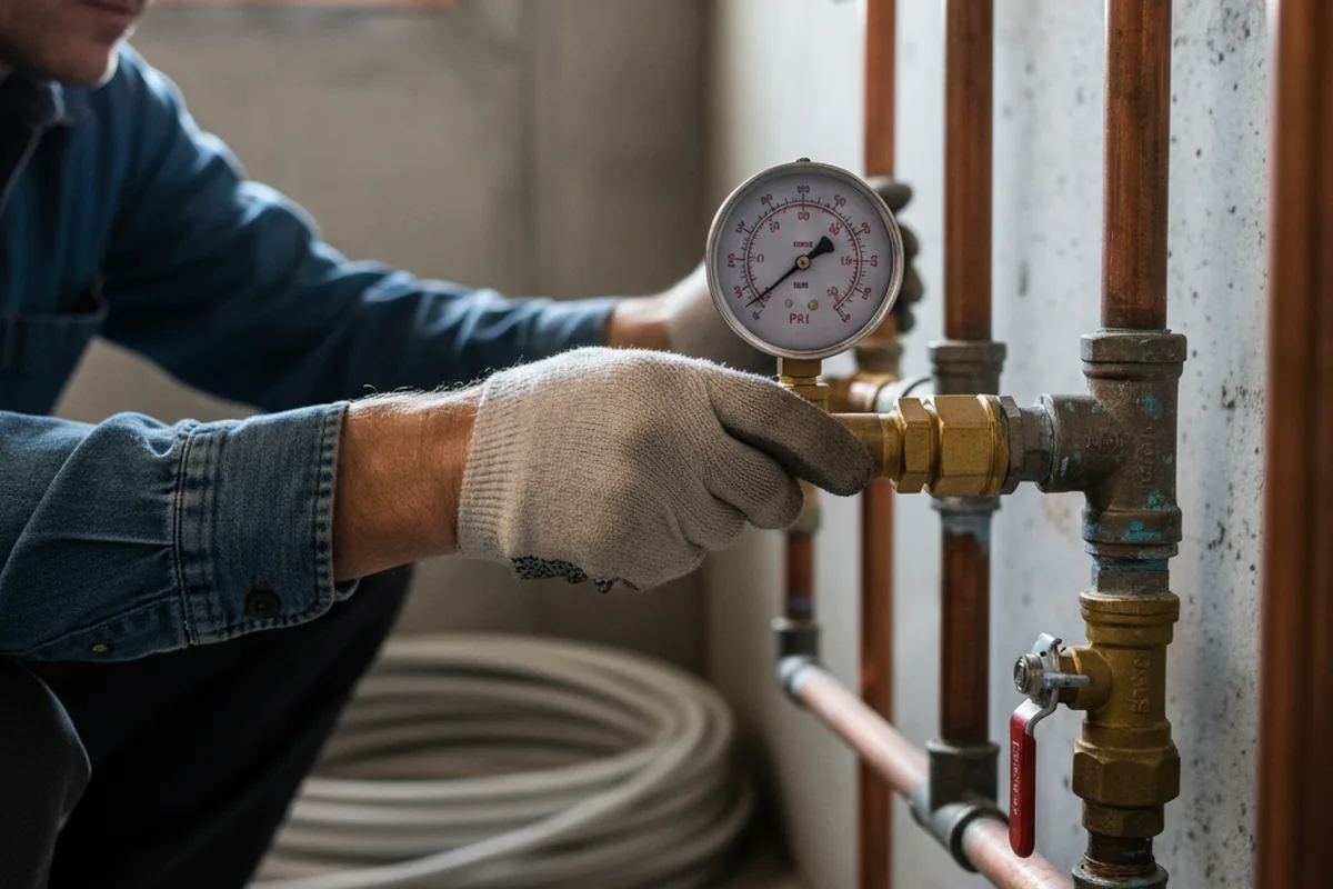 Pressure testing a repaired line during Water Line Repair in Atlantic